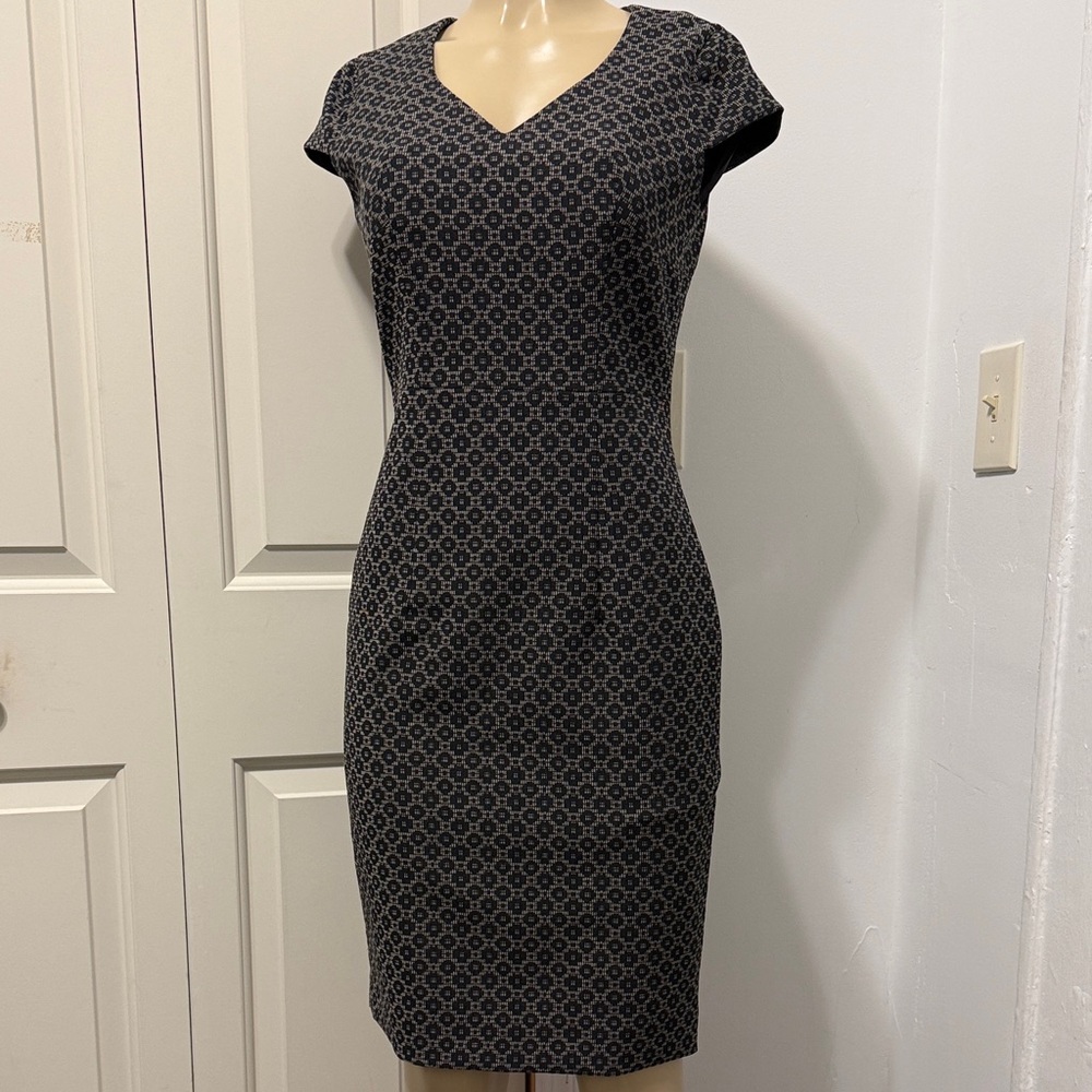 Brooks Brothers Black and Gray Midi Dress